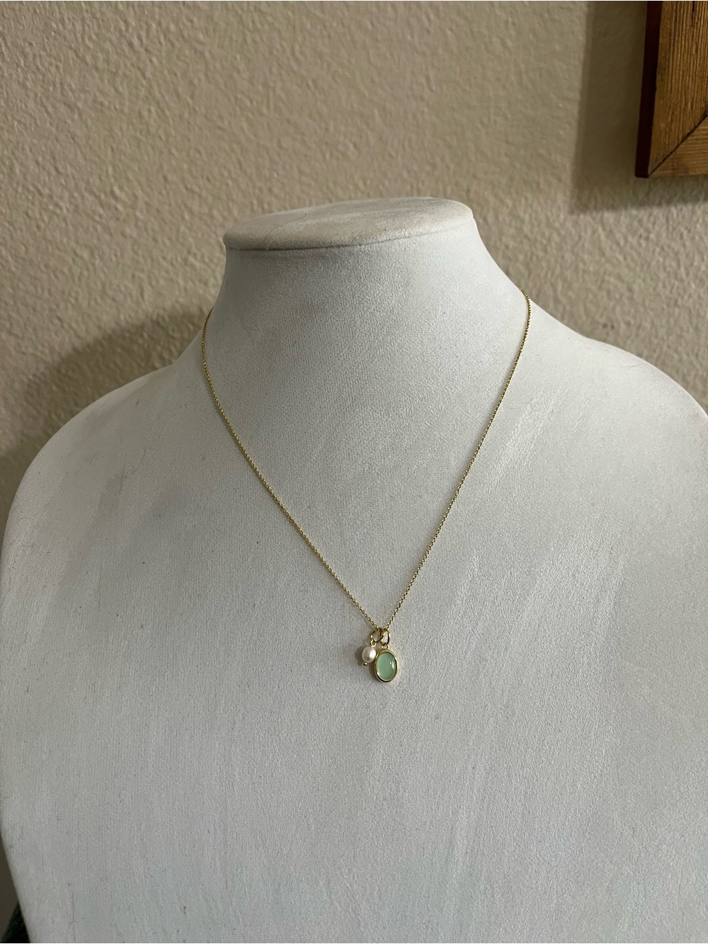 Ana Luisa Gold Necklace with Pearl and Green Pendant - Picture 2 of 6